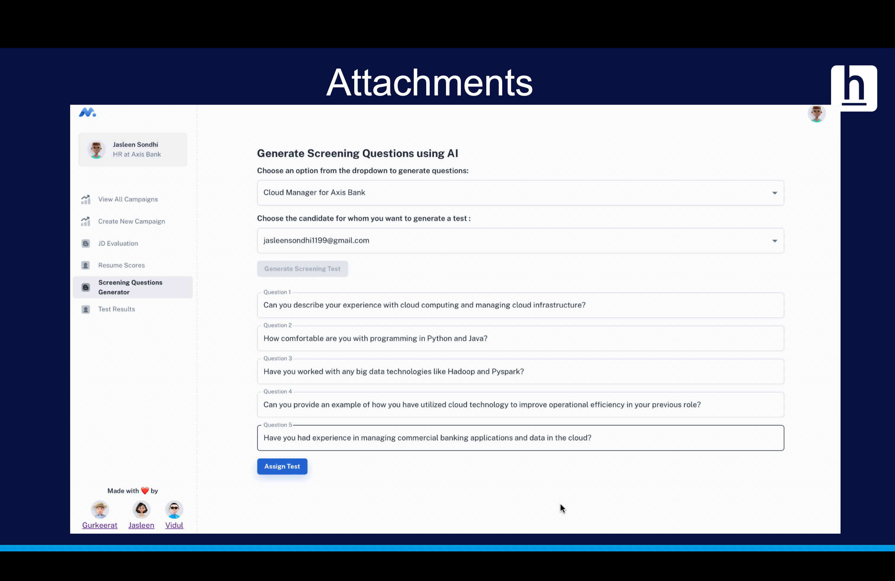 A screenshot of the demo